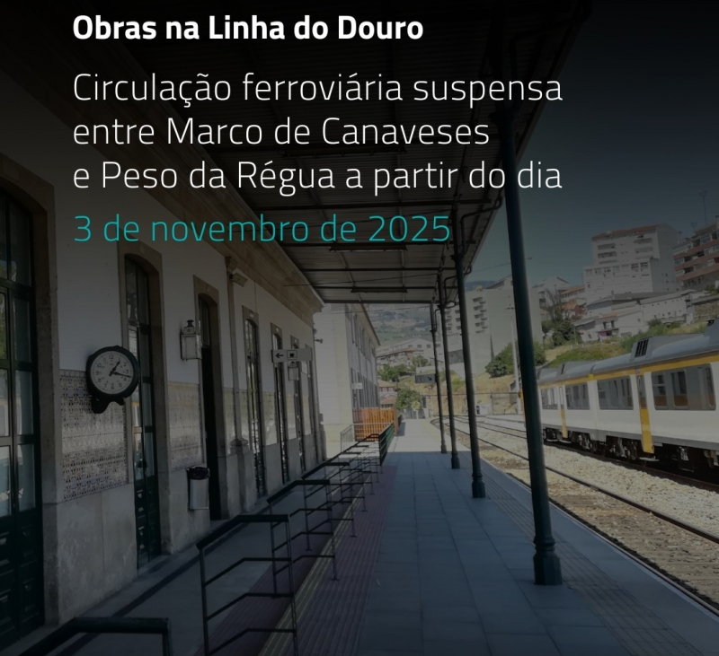 Circulação ferroviária interrompida entre Marco de Canaveses e Régua a partir de novembro