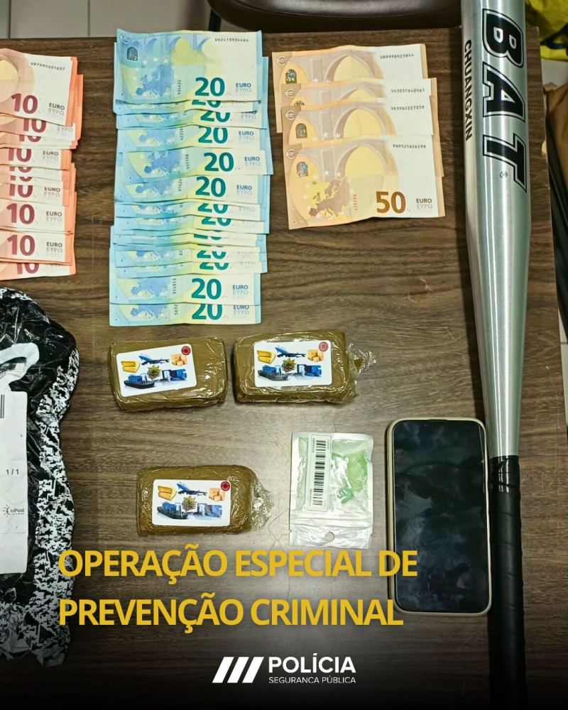 Três pessoas detidas e mais de 3 mil doses de droga apreendidas em Bragança pela PSP