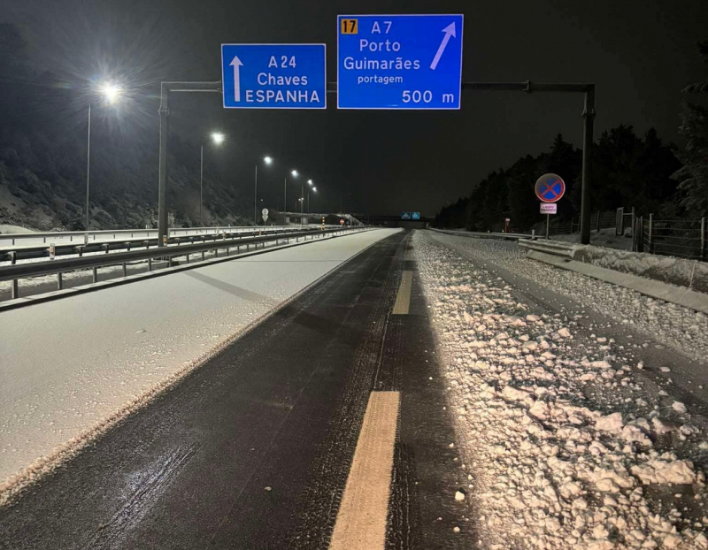 Troço do IP4 cortado e A24 condicionada por causa da neve em Vila Real