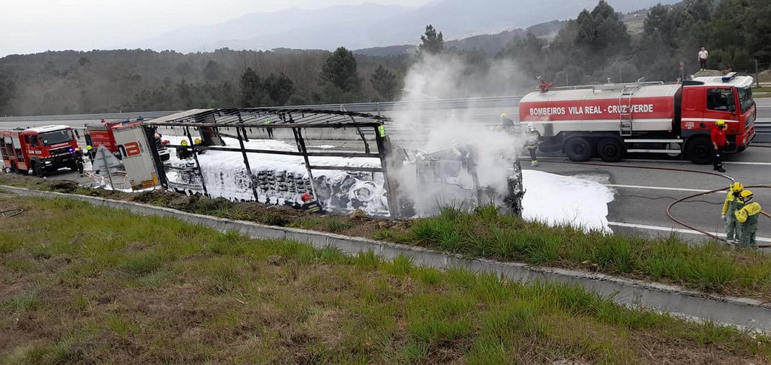 A4 cortada no sentido Vila Real - Bragança devido a incêndio em camião