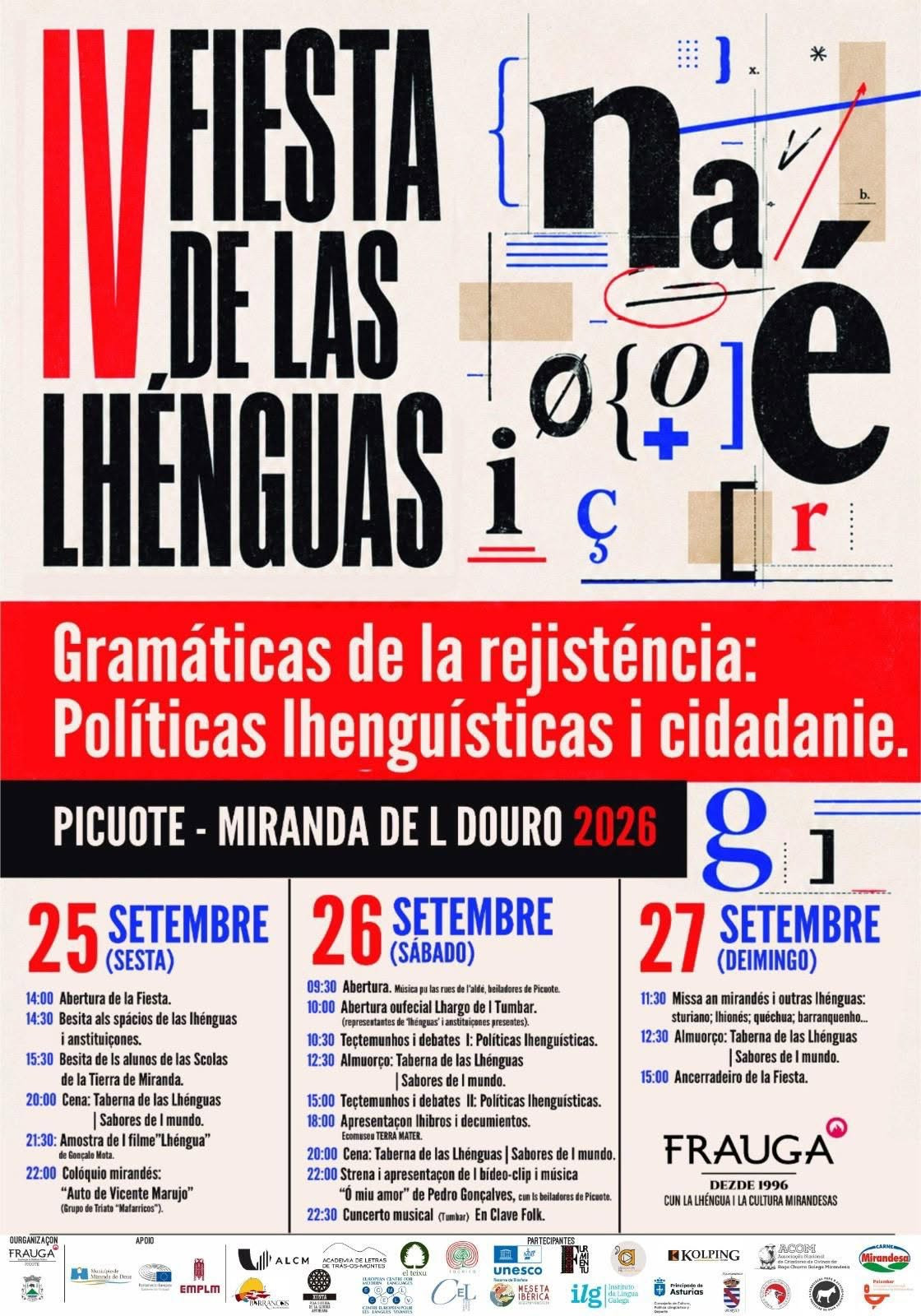 IV EDIÇON DE LA FIESTA DE LAS LHÉNGUAS – PICOTE | 25, 26 E 27 DE SETEMBRO